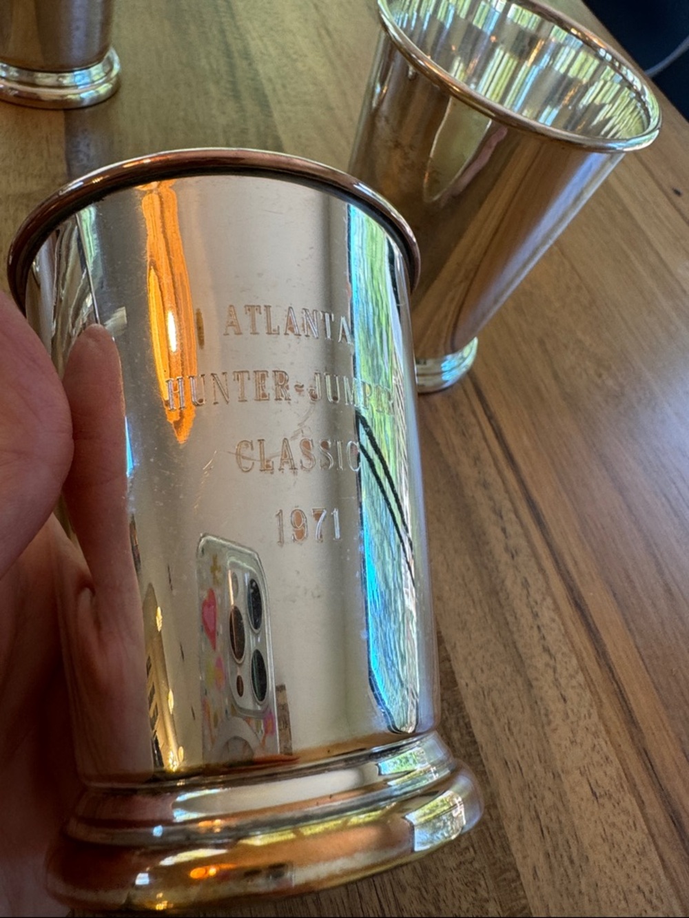 Vintage Mint Julep Cups Set 8 Atlanta Hunter Jumper Classic Sheridan Silverplate - Picture 11 of 17